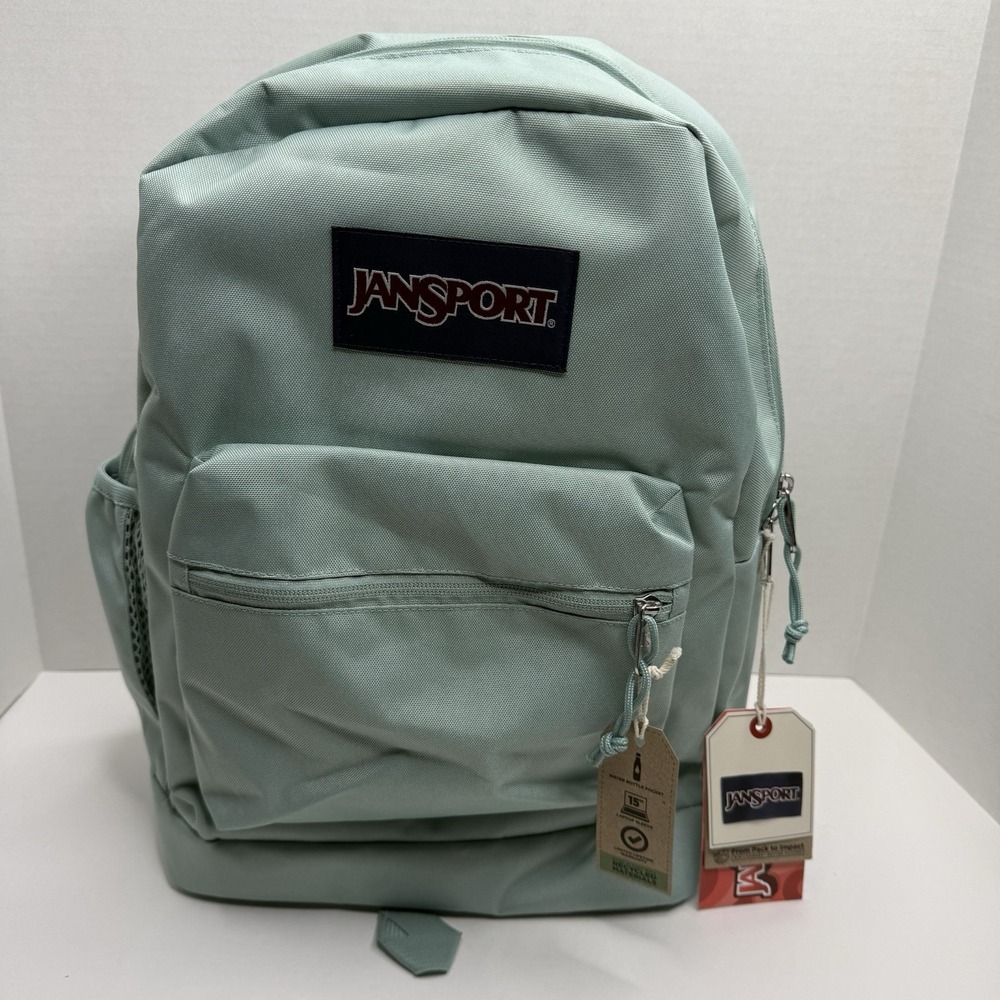 JanSport Cross Town Plus Backpack Faded Sage 15” Laptop Sleeve JS0A7ZNZ